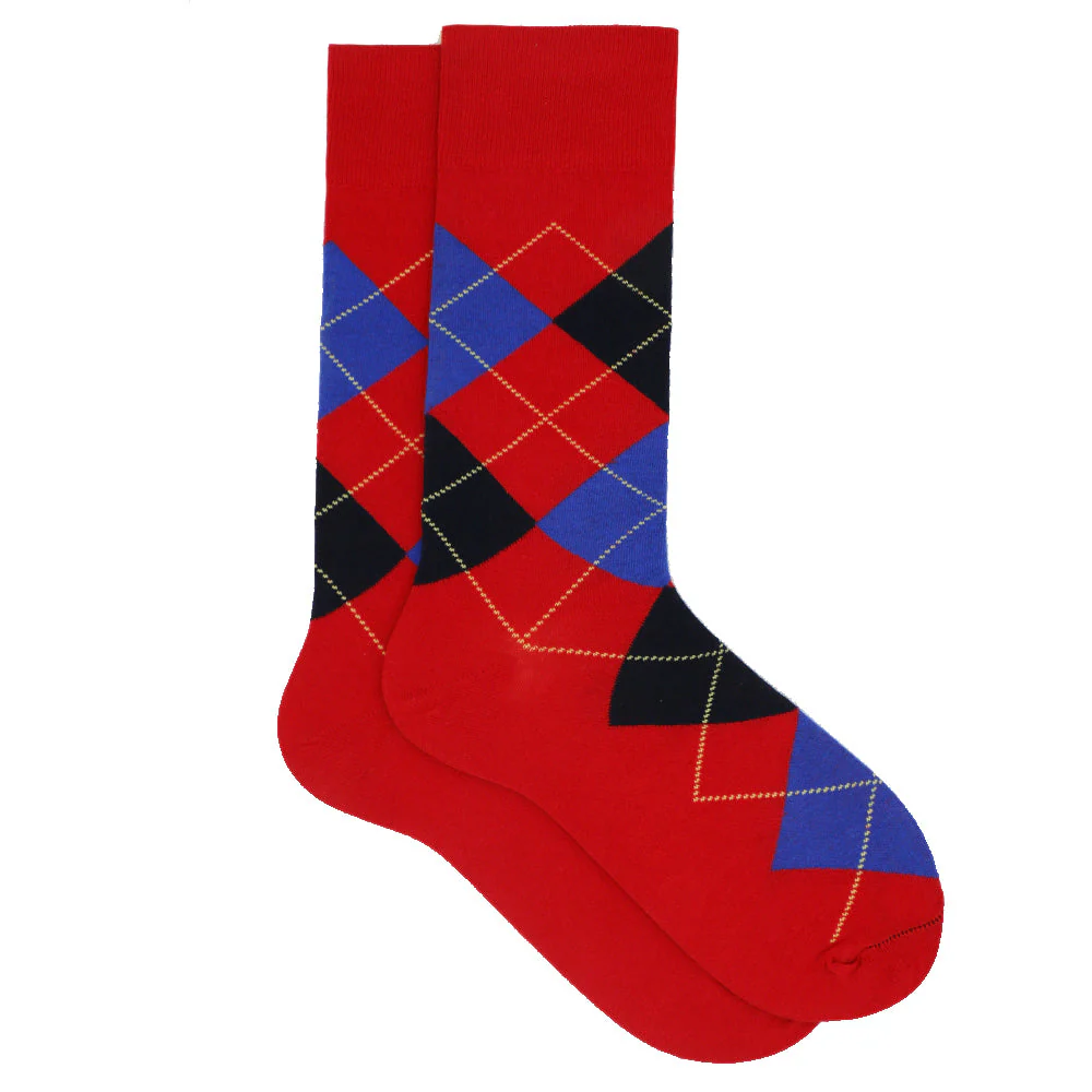 ARGYLE DRESS CORAL RED SOCKS