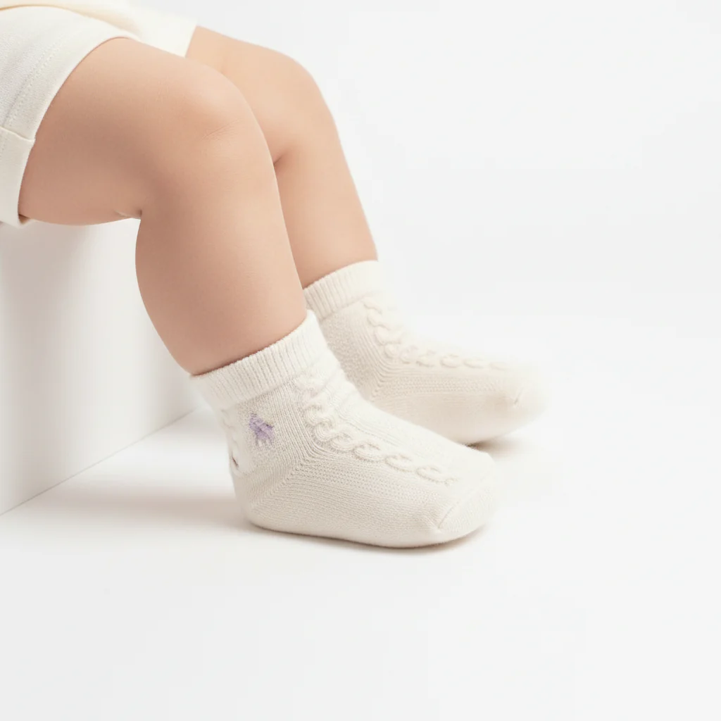 RL POLO BABY CABLE KNIT PINK PONY SOCKS (0-2YRS)