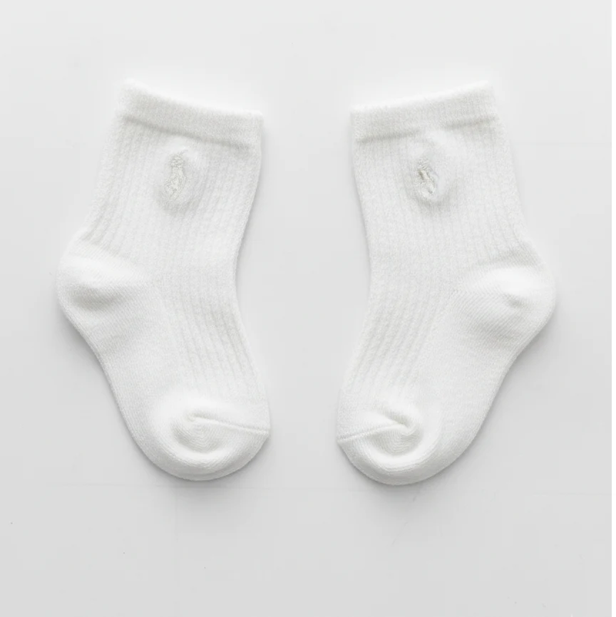 RL POLO BABY RIBBED WHITE POLO PONY SOCKS (0-2YRS) - Image 2