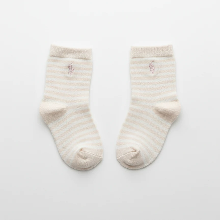 RL POLO BABY STRIPED PINK PONY SOCKS (0-2YRS)