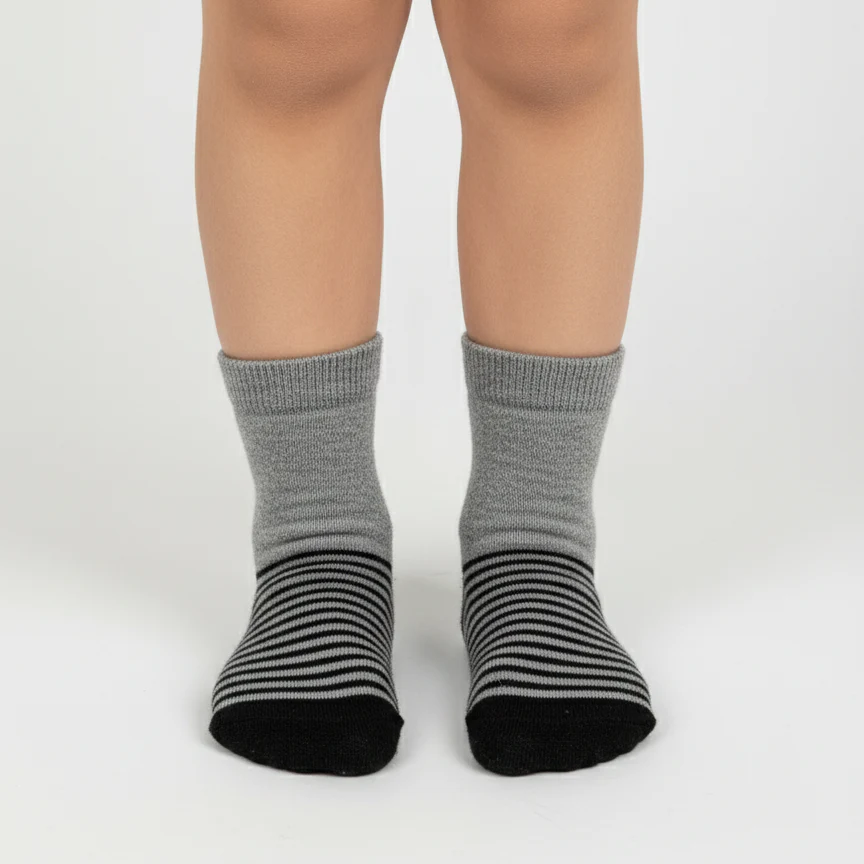 BABY & TODDLER VARSITY STRIPE QUARTER CREW SOCKS 7-10 YRS