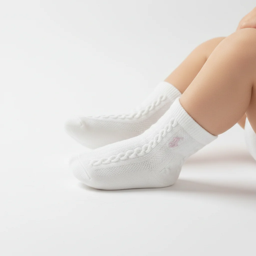 RL POLO BABY WHITE CABLE KNIT PINK PONY SOCKS (0-2YRS)