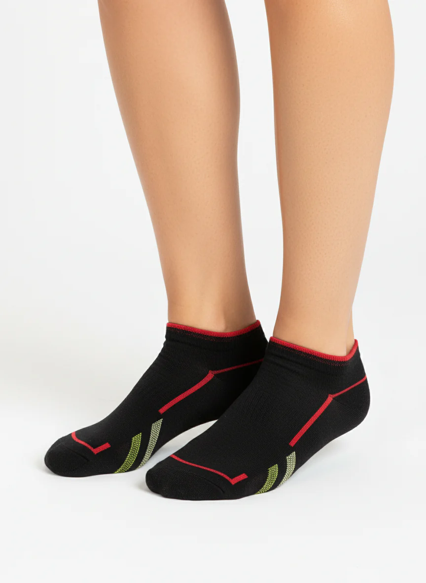 BLACK SPORT NO-SHOW SOCKS
