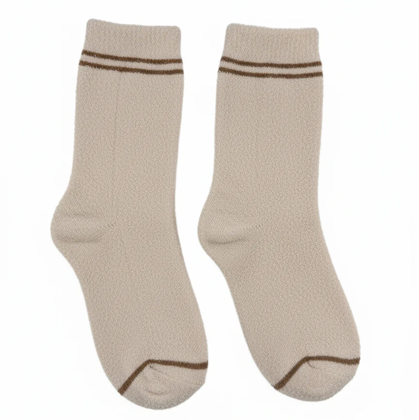 CLASSIC MOCHA STRIPE COZY CREW SOCKS - Image 2