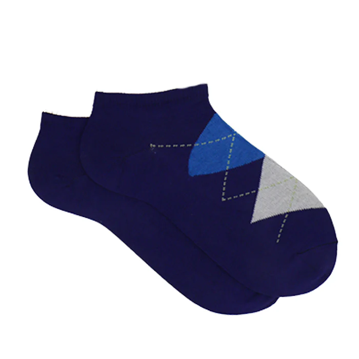 DARK BLUE CLASSIC MODAL ARGYLE ANKLE SOCKS