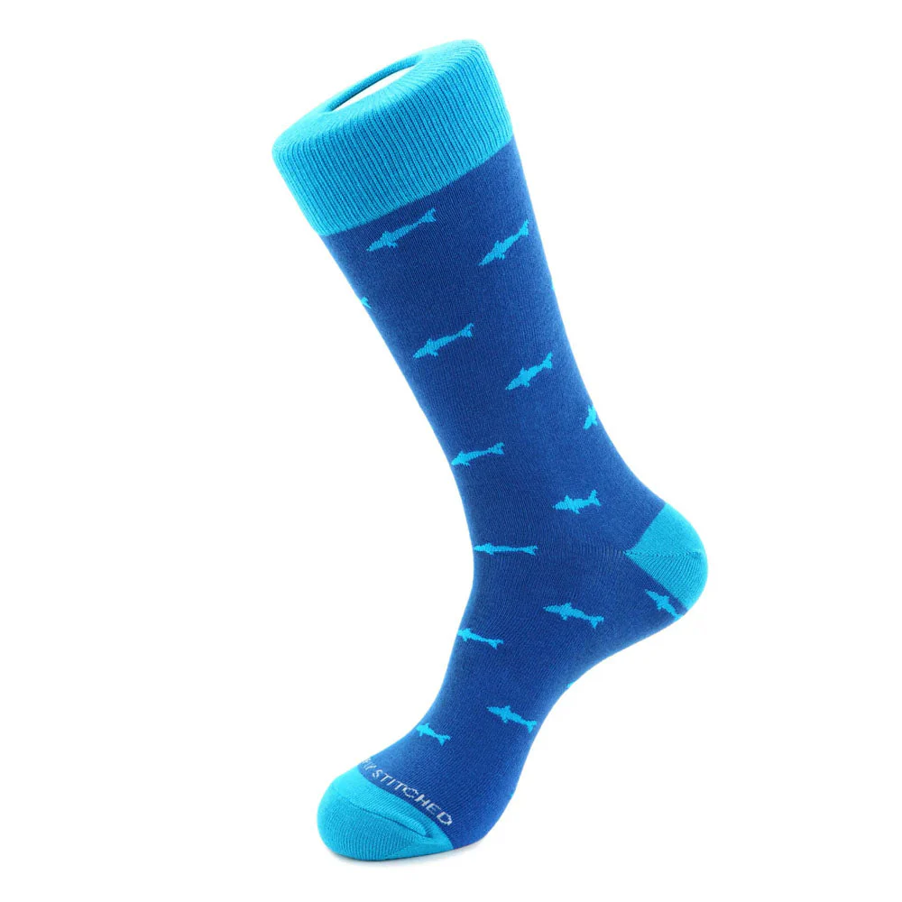"DEEP BLUE" SHARK PRINT SOCKS - Image 2