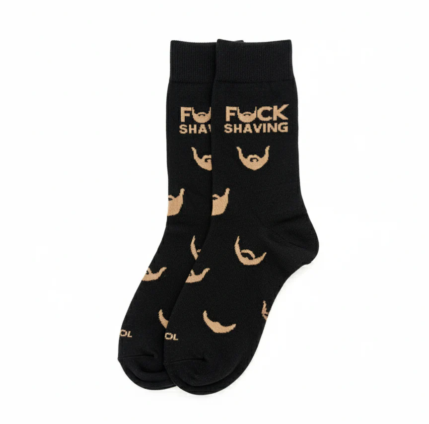 F*CK SHAVING BEARD PATTERN CREW SOCKS - Image 2
