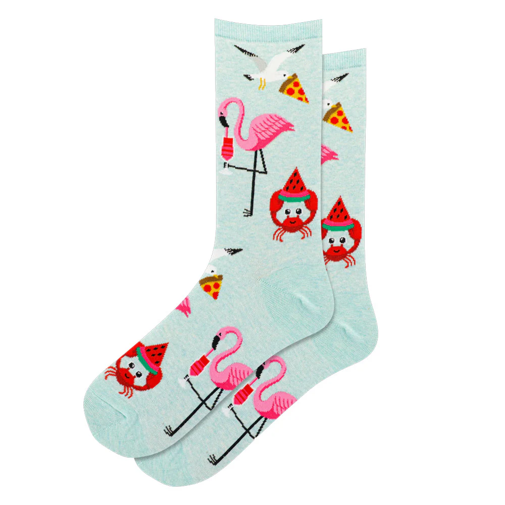 FLAMINGO, SEAGULL AND CRAB CREW SOCK