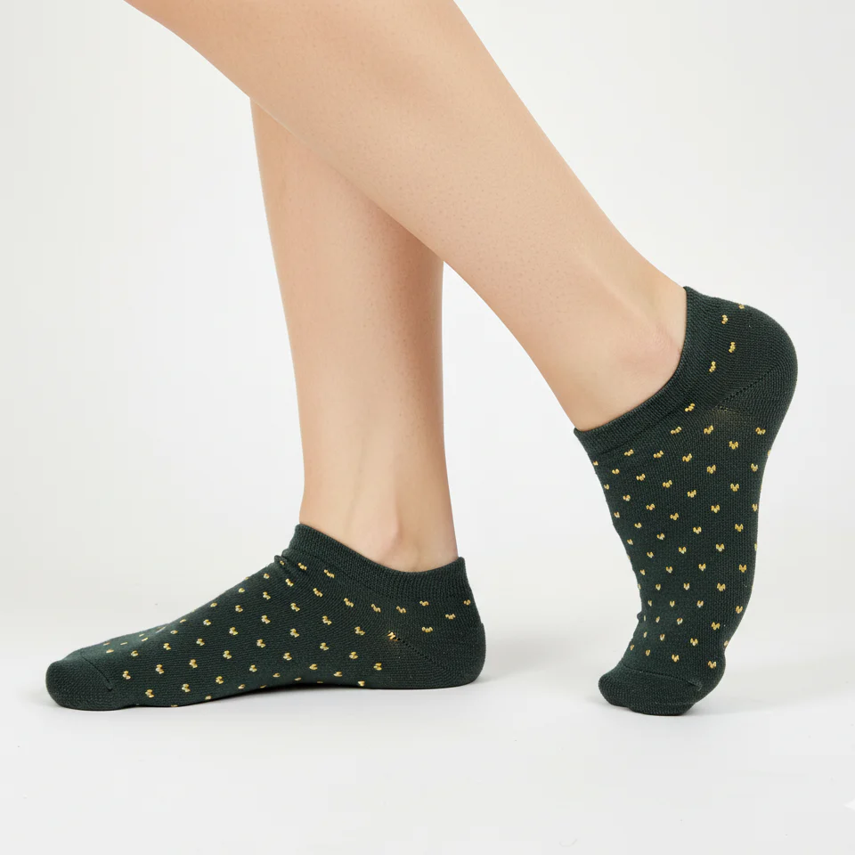 FOREST GREEN DOTTED NO-SHOW SOCKS - Image 2