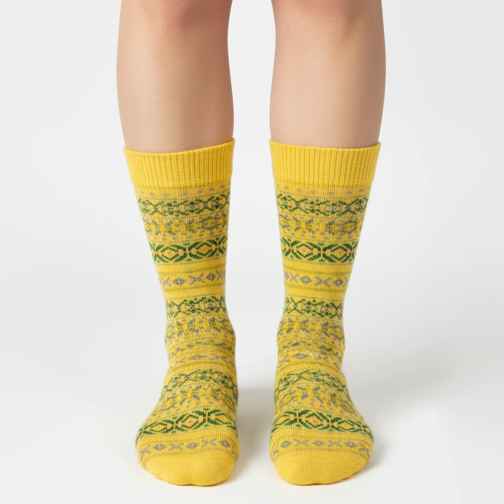 GOLDEN MEADOW FAIR ISLE KNIT SOCKS