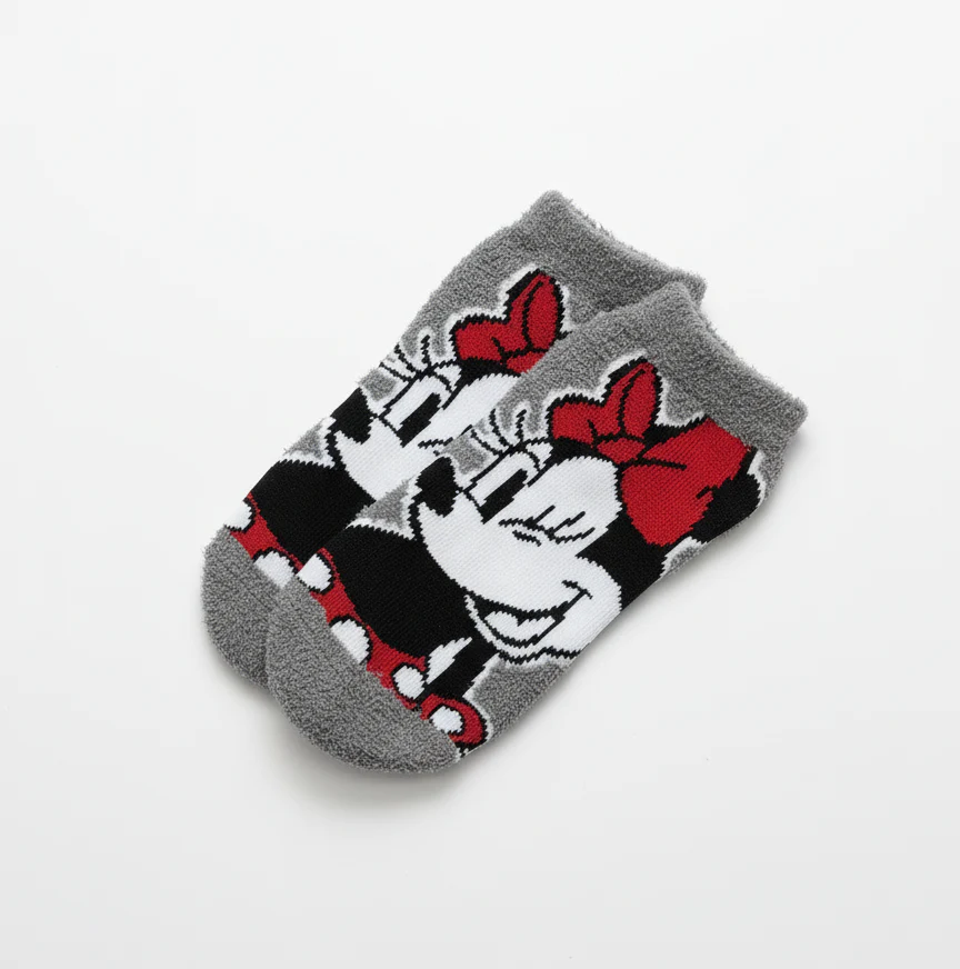 GREY MINNIE MOUSE FUZZY ANKLE WARM SOCKS