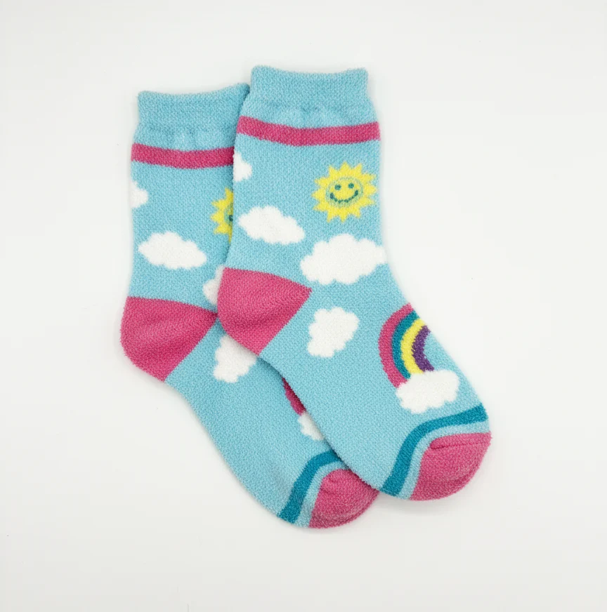 HAPPY RAINBOW FUZZY CLOUD WARM SOCKS (5-10yrs)