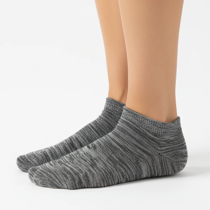 HEATHERED GREY MELANGE ANKLE SOCKS