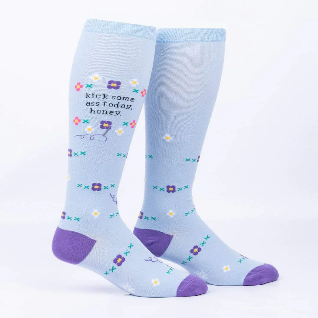 KICK SOME ASS TODAY, HONEY KNEE HIGH SOCKS