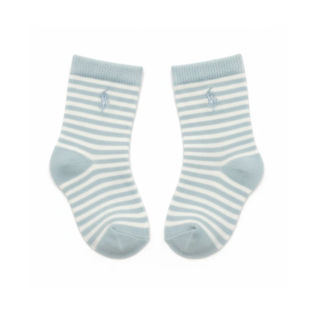 RL POLO LIGHT BLUE STRIPE BABY SOCKS (0-2YRS) - Image 2