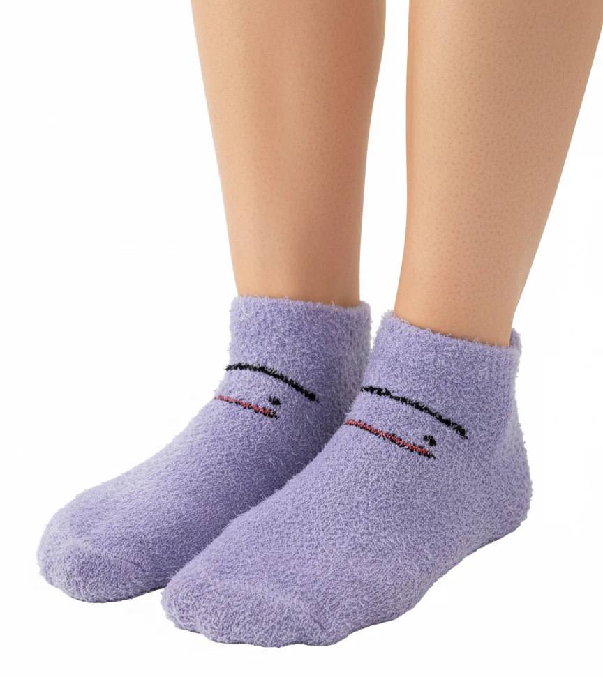 LILAC SMILEY FACE ANKLE SOCKS