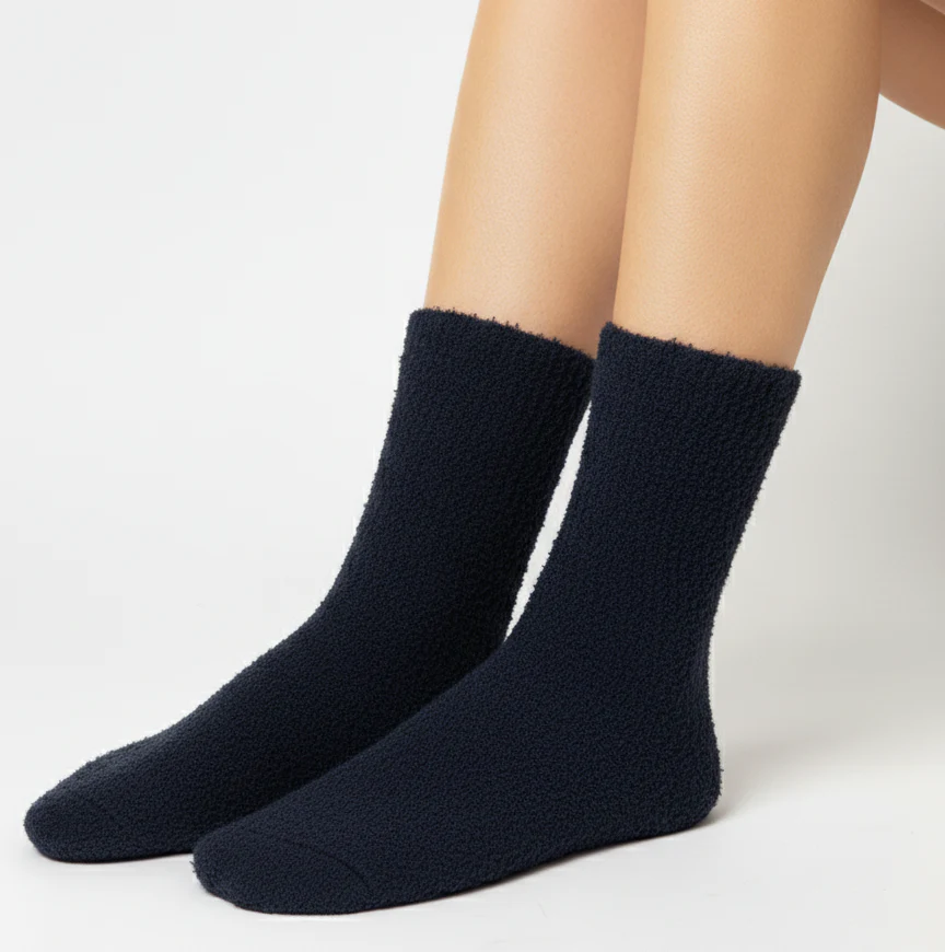 MIDNIGHT BLUE FUZZY SLIPPER WARM SOCKS
