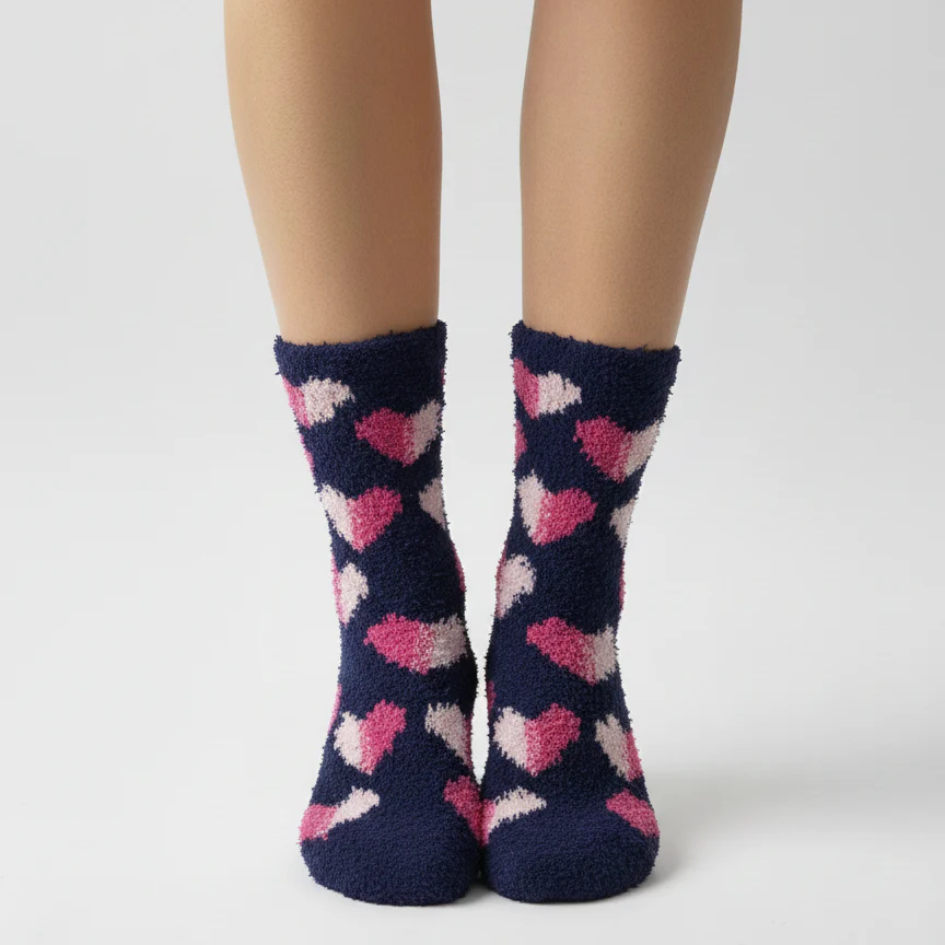 MIDNIGHT ROSE HEARTS COZY WARM SOCKS