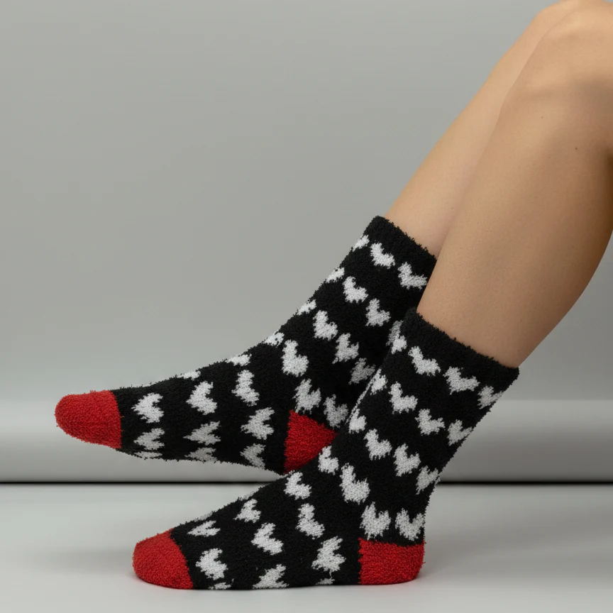 MONOCHROME HEART COZY WARM SOCKS