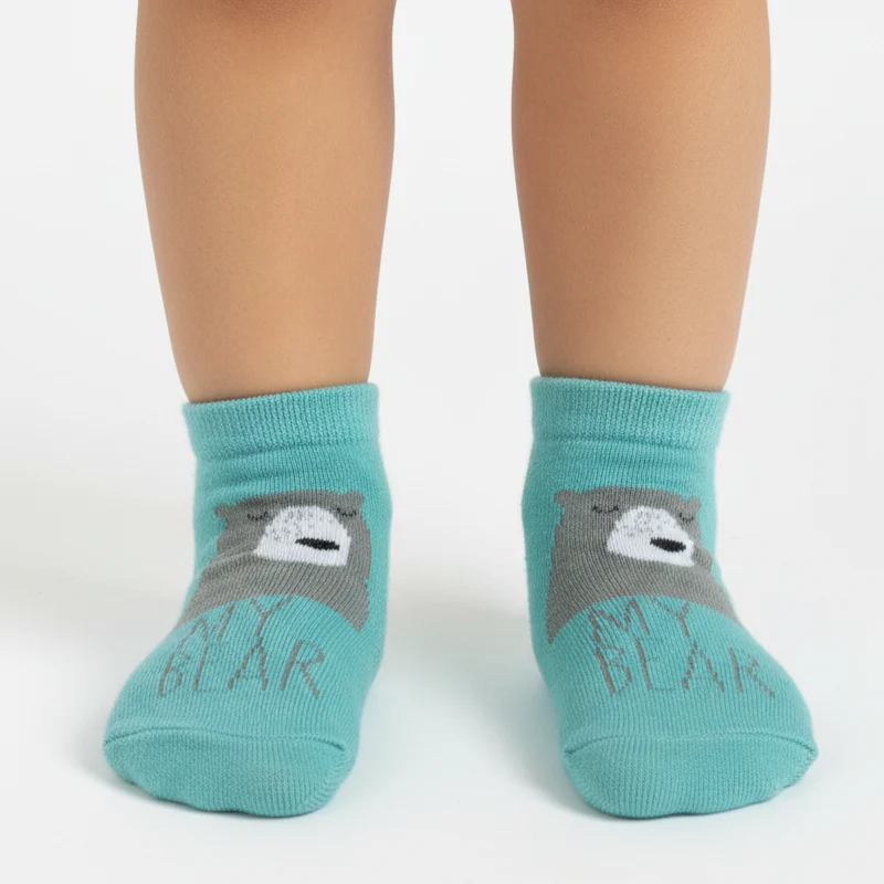 "MY BEAR" TEAL POLAR BEAR ANKLE SOCKS