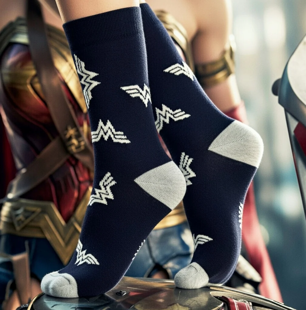 NAVY WONDER WOMAN LOGO SOCKS