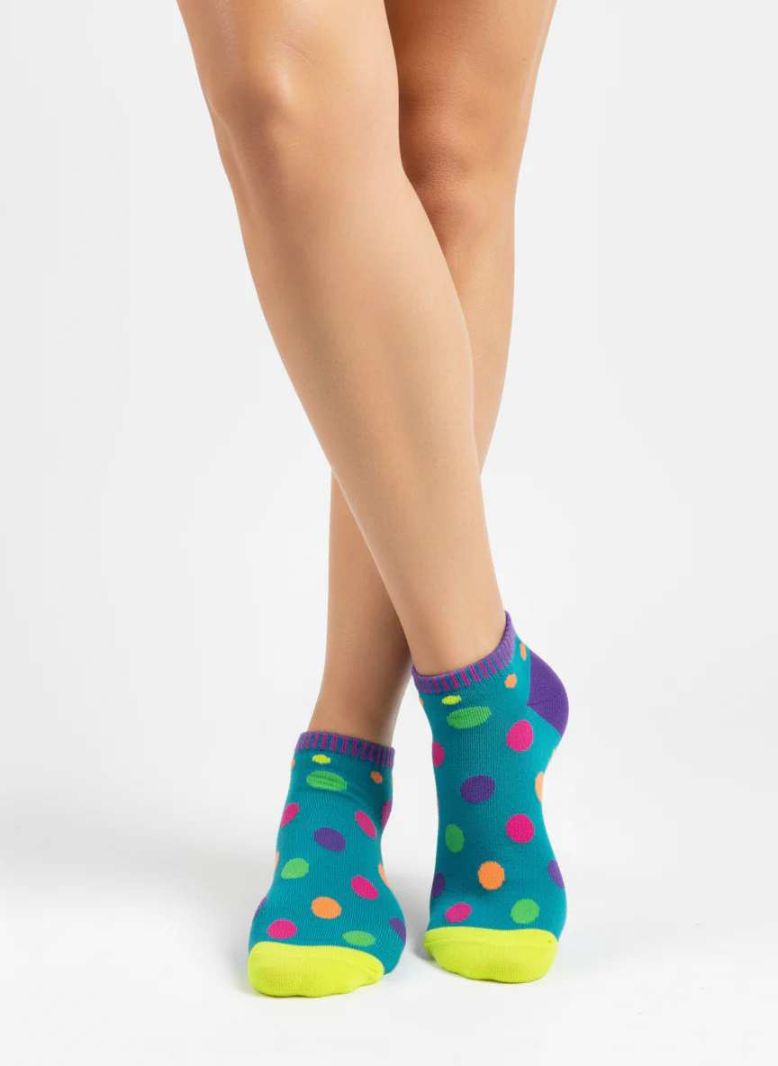 NEON POLKA DOT ANKLE SOCKS