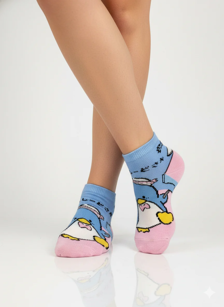 PASTEL PENGUIN ANKLE SOCKS