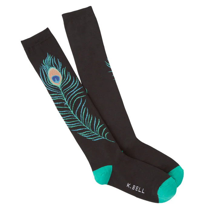 PEACOCK FEATHER KNEE HIGH SOCKS