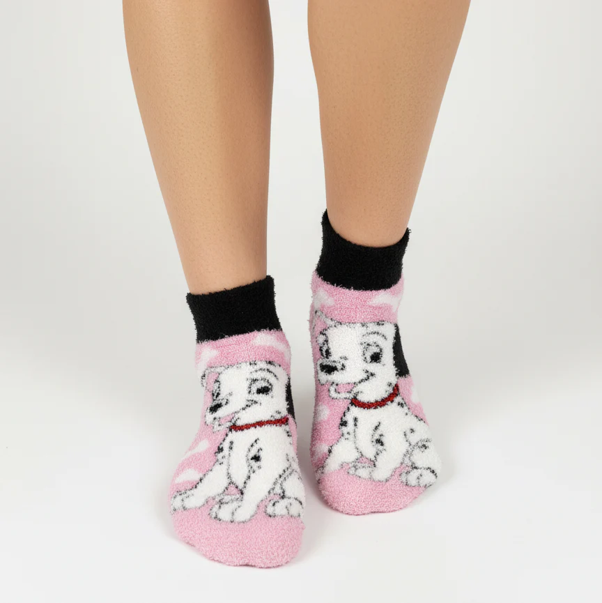 PINK DALMATIAN PUPPY ANKLE COZY WARM SOCKS