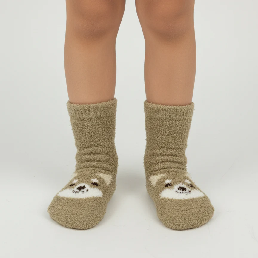 PLUSH TEDDY COZY WARM SOCKS 2-5 YRS
