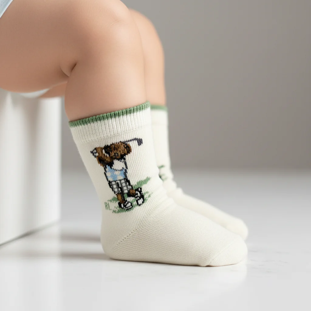 RL POLO POLO BEAR GOLF CREW SOCKS (0-2YRS)
