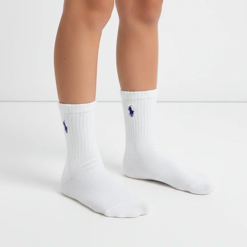 POLO RALPH LAUREN SIGNATURE PONY COTTON-BLEND CREW SOCKS 7-15 YRS