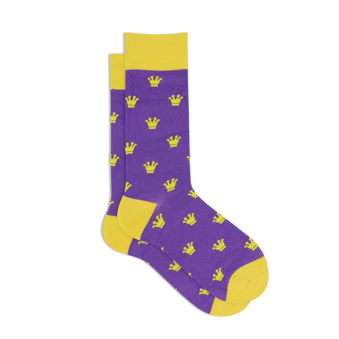 PURPLE AND YELLOW CROWN SOCKS