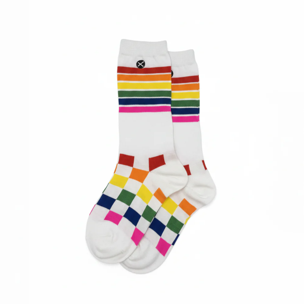RAINBOW CHECKERBOARD SPORT SOCKS - Image 2