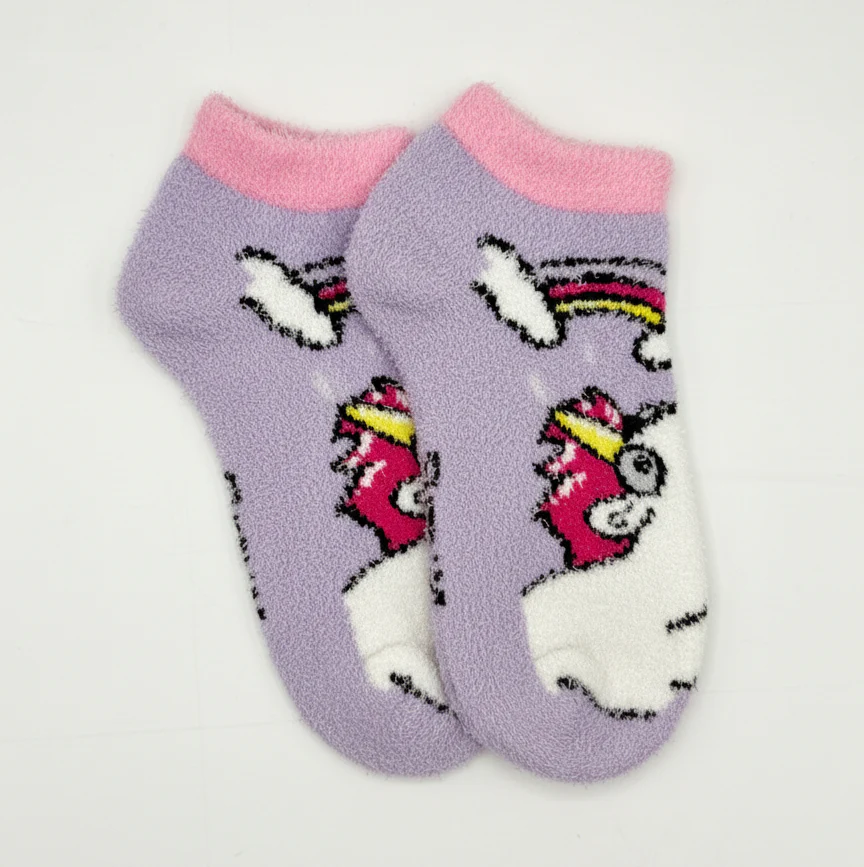RAINBOW UNICORN FUZZY ANKLE WARM SOCKS