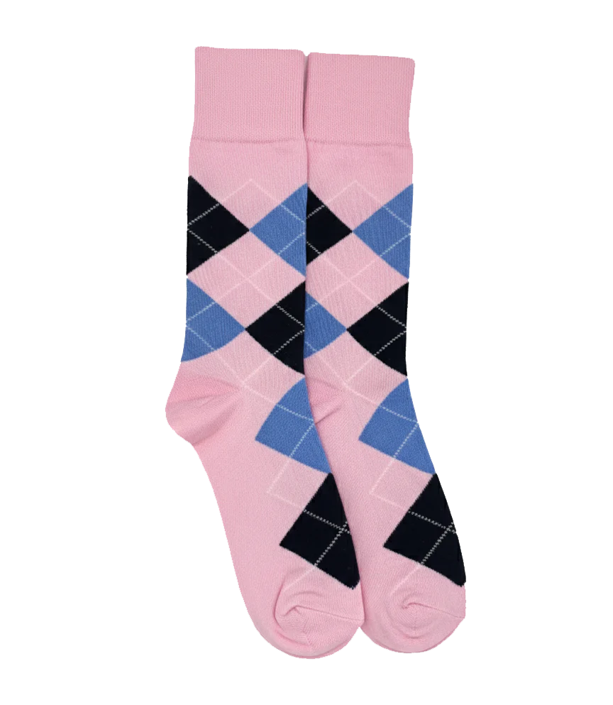 RL POLO PINK & BLUE ARGYLE DRESS SOCKS