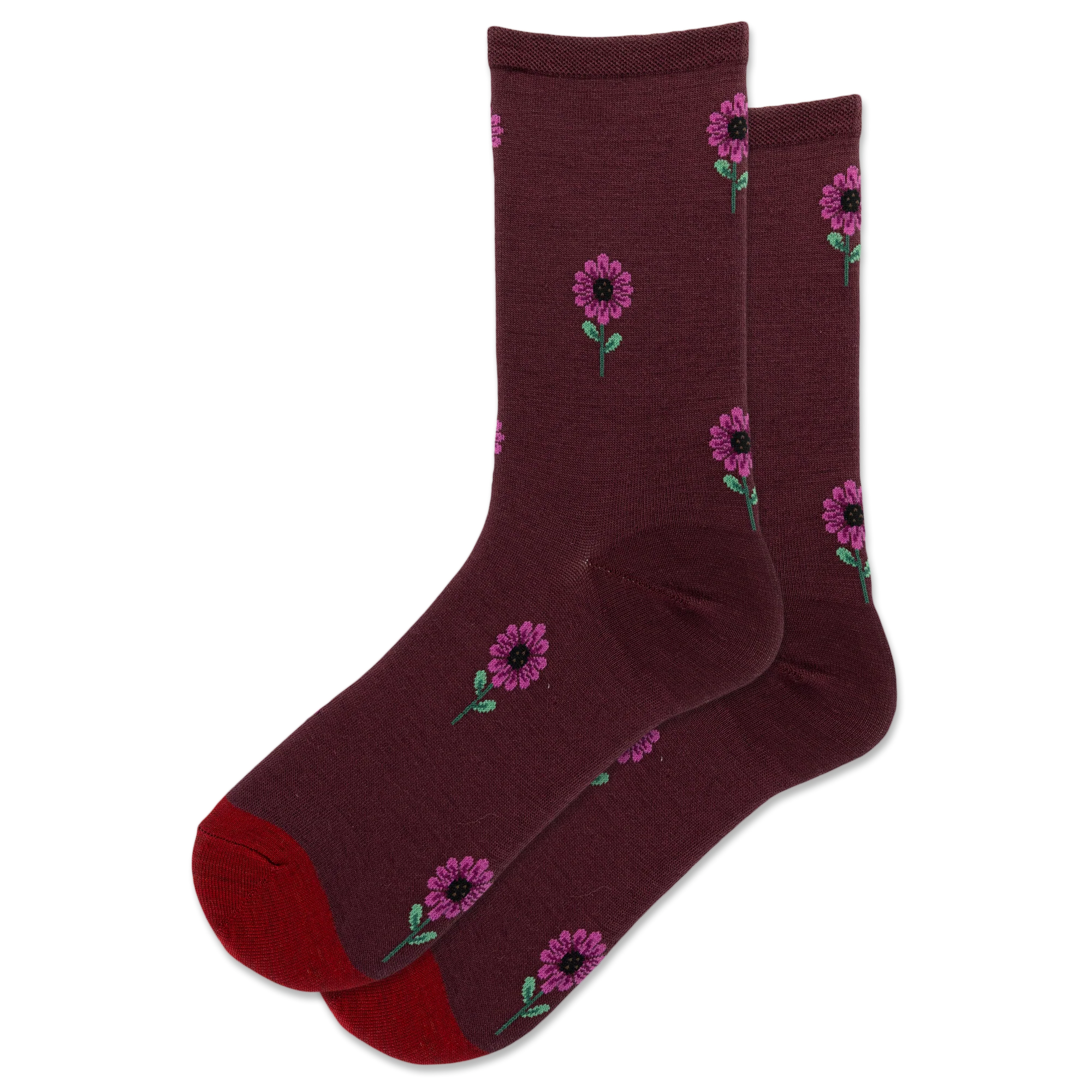 RED FLOWER WOOL SOCKS