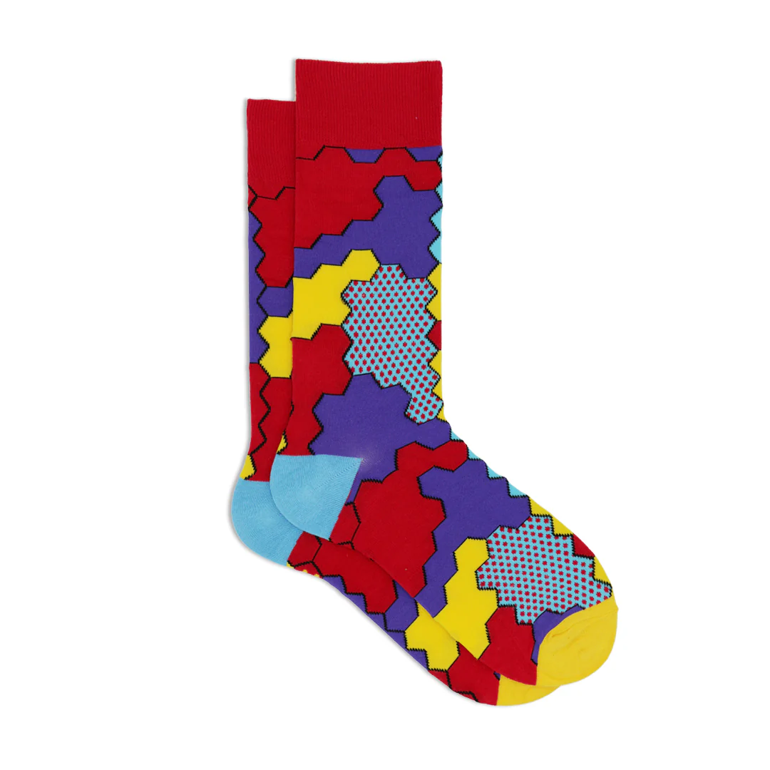 RED JIGSAW SOCKS