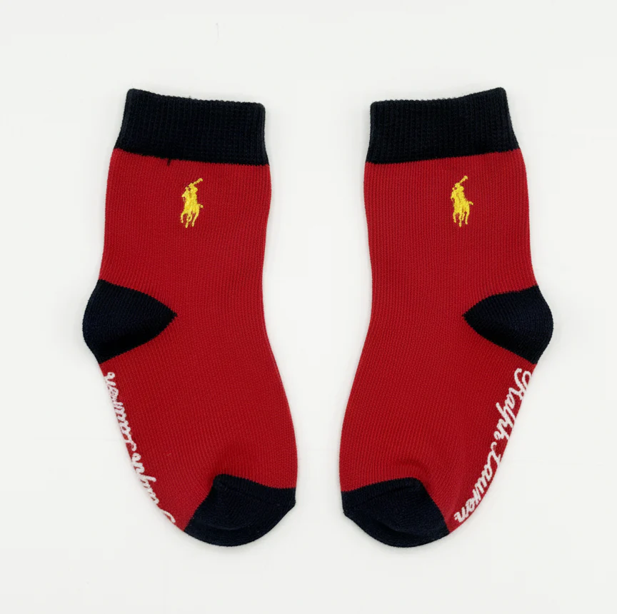 RL POLO RED & NAVY LOGO CREW SOCKS (0-2YRS) - Image 2