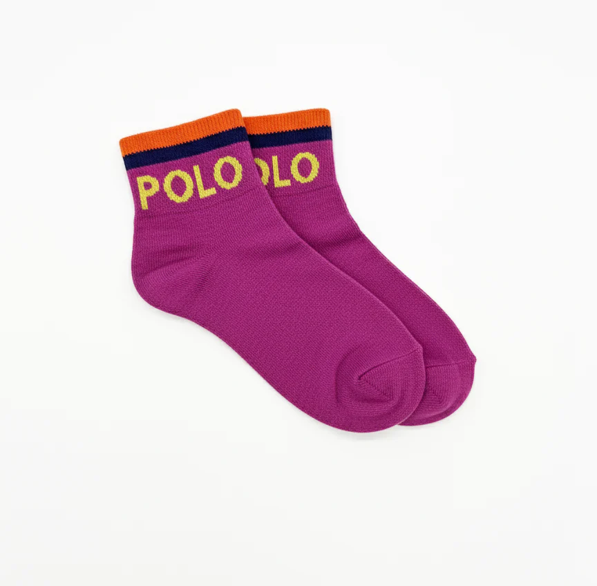 RL POLO RETRO POP ANKLE SOCK (FUCHSIA) (5-15yrs) - Image 2