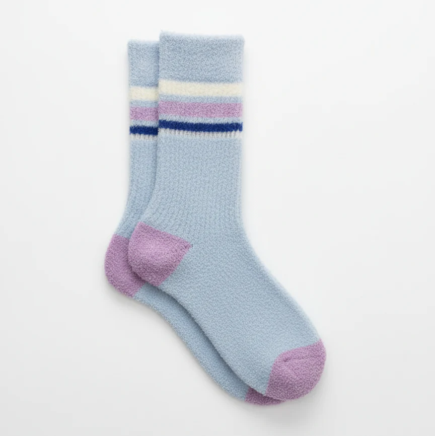 RETRO STRIPE POWDER BLUE COZY SOCKS - Image 2
