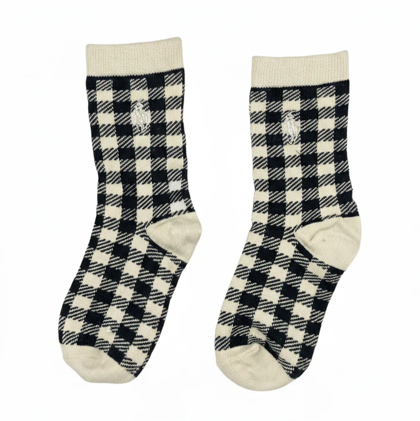 RL POLO BLACK & WHITE GINGHAM CREW (5-10yrs)