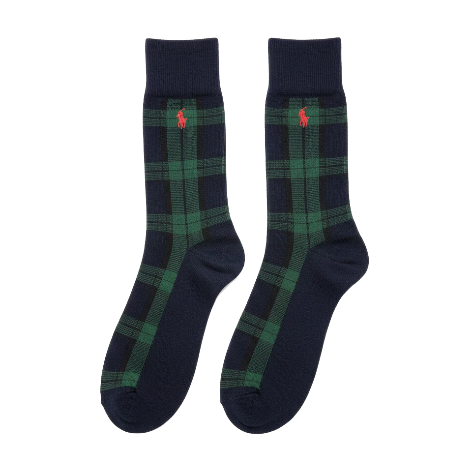 RL POLO CLASSIC BLACKWATCH PLAID DRESS SOCKS