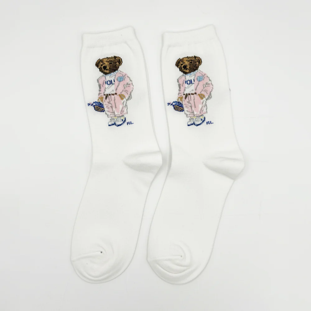 RL POLO DAPPER POLO BEAR IN PINK SUIT SOCKS