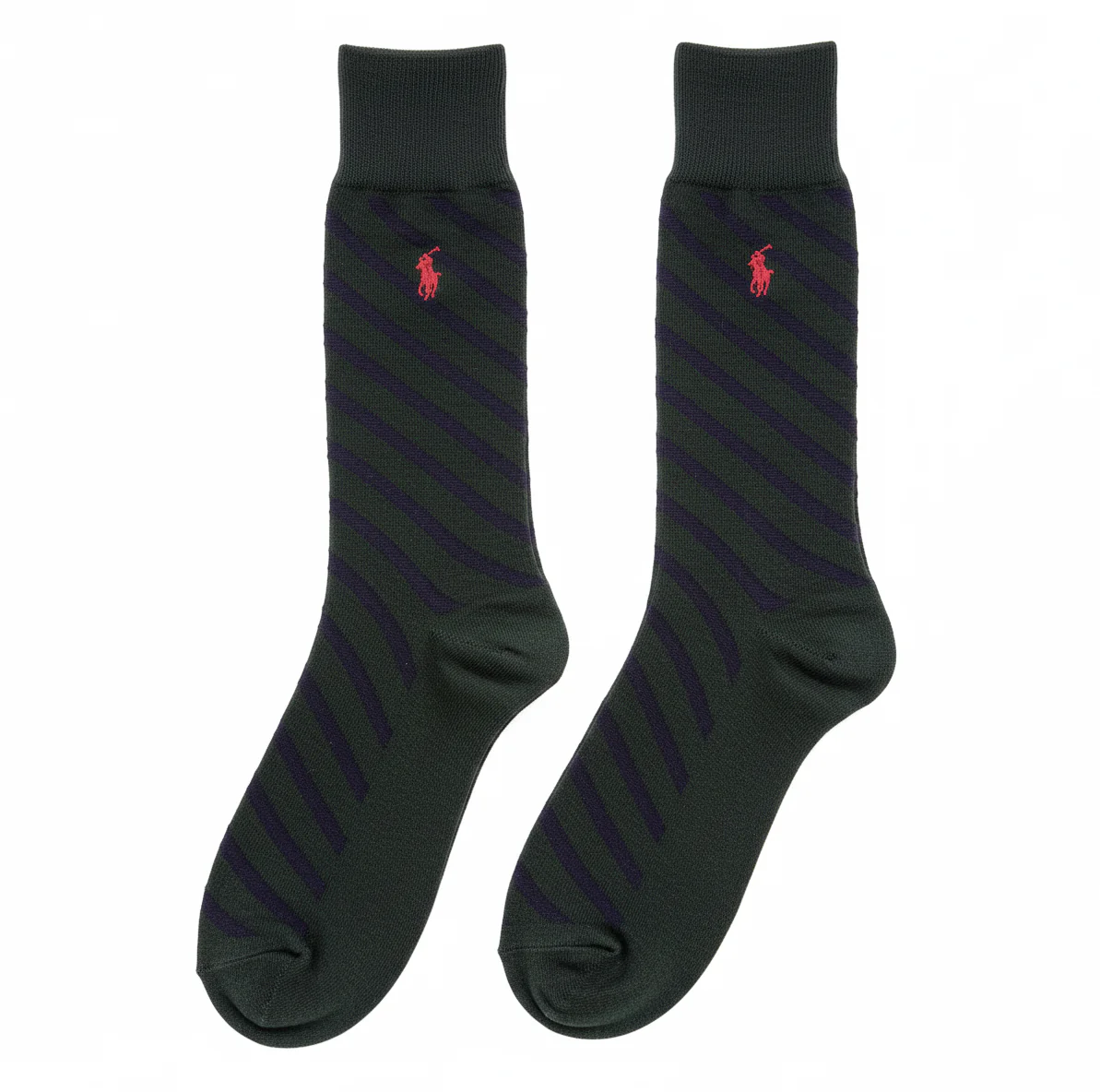 RL POLO FOREST GREEN SHADOW STRIPE DRESS SOCKS