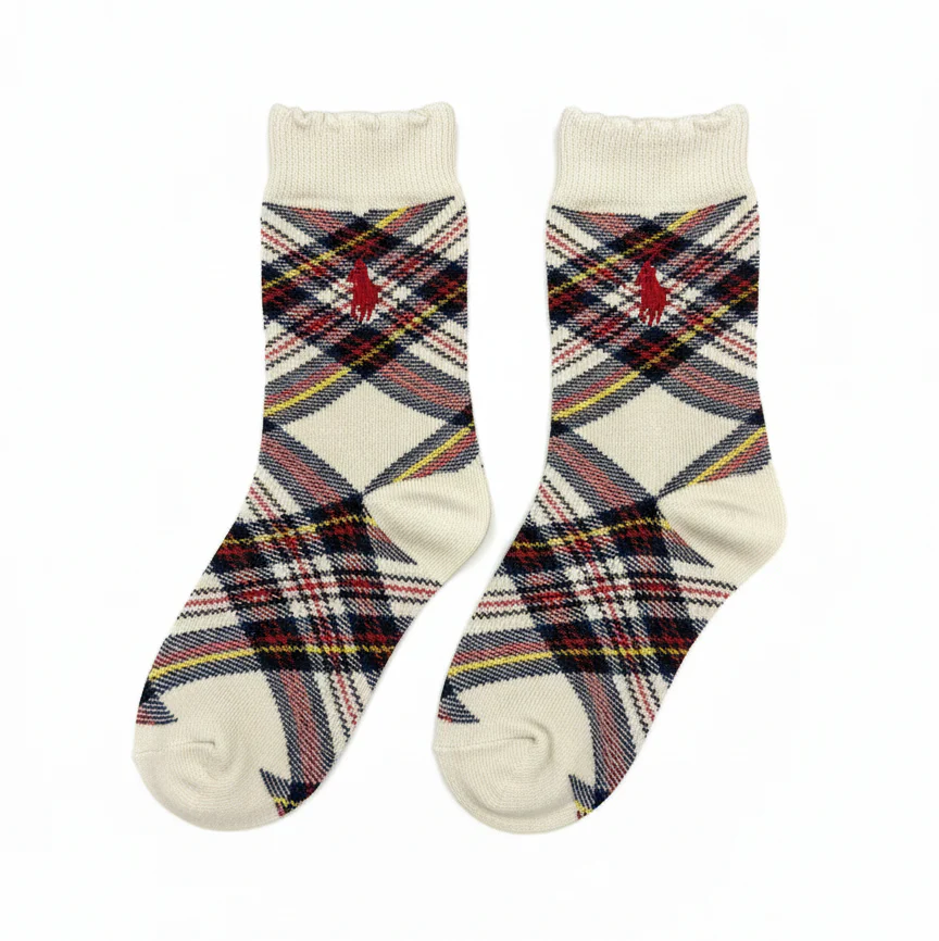 RL POLO HIGHLAND PLAID RUFFLE-TOP SOCKS (7-10yrs) - Image 2