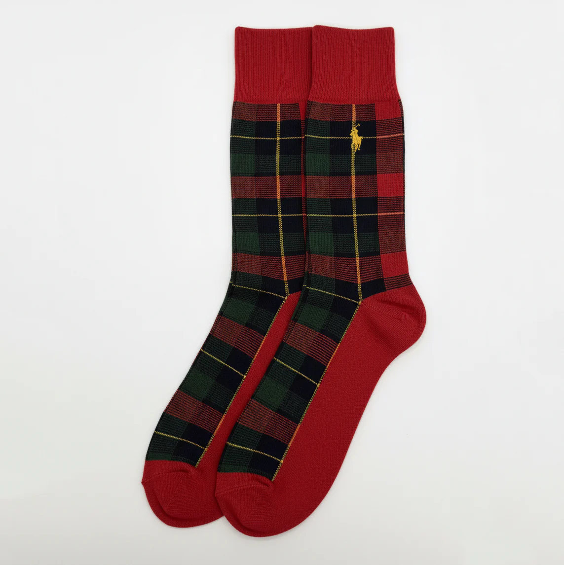 RL POLO HUNTER TARTAN & RED CONTRAST SOCKS