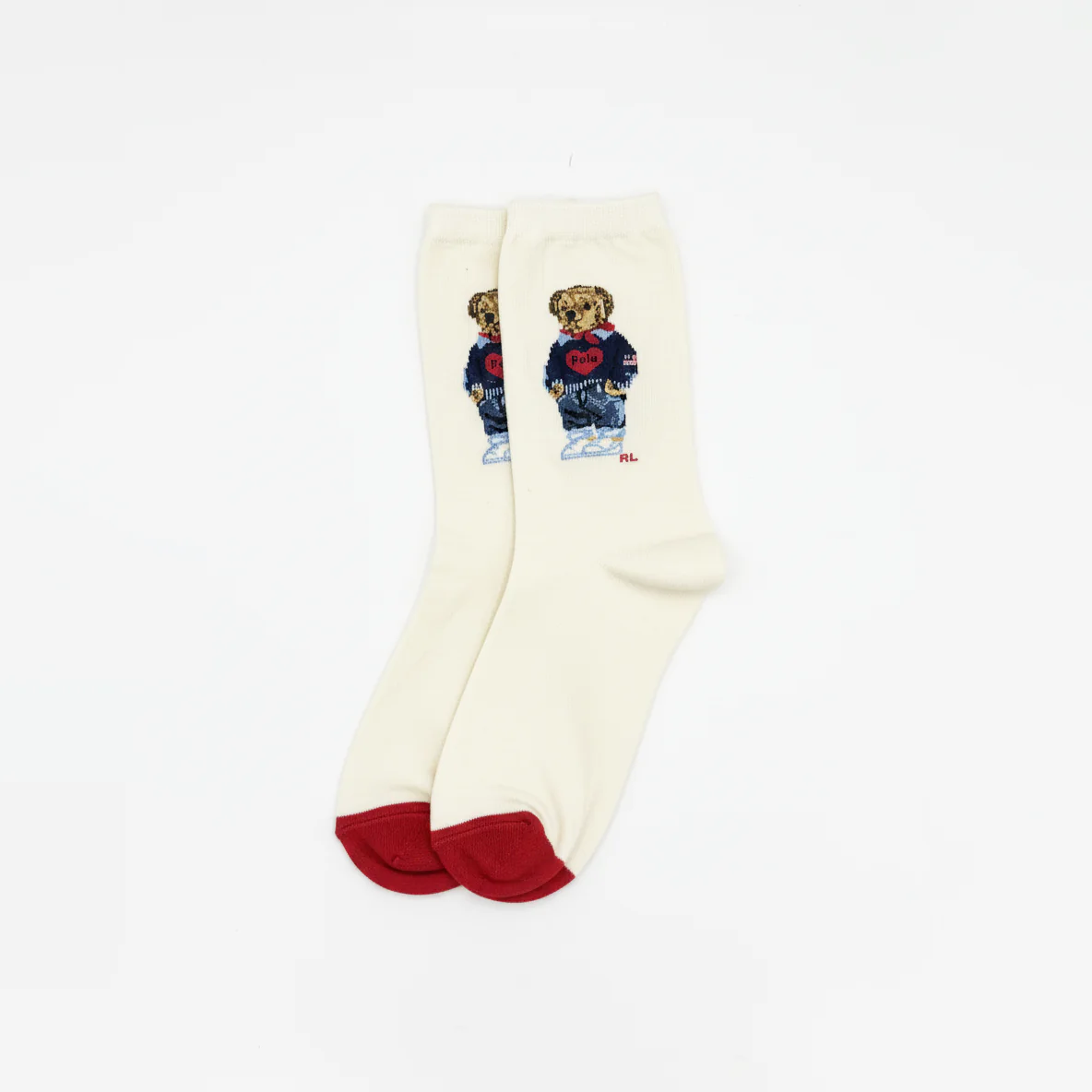 RL POLO SWEETHEART MASCOT CREAM CREW SOCKS