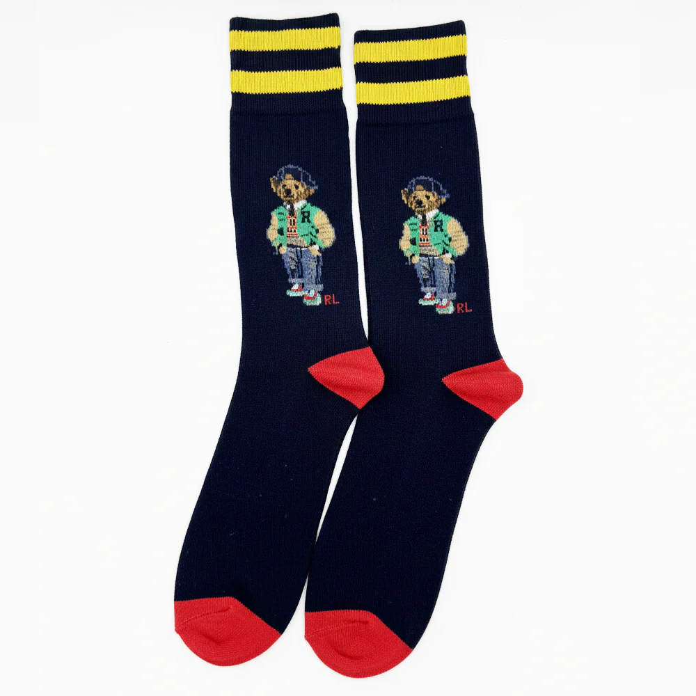 RL POLO VARSITY STRIPE PREP BEAR SOCKS
