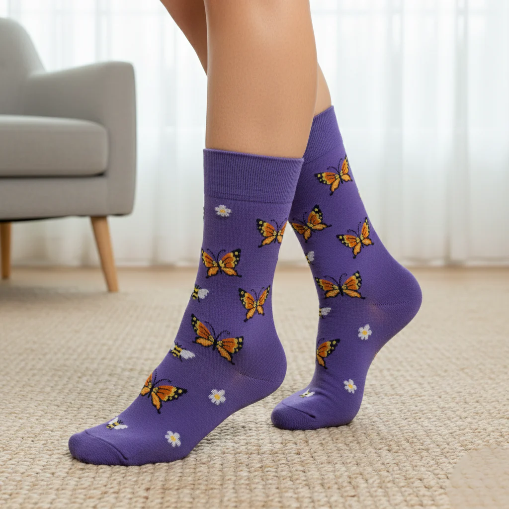 ROYAL PURPLE BUTTERFLY SOCKS